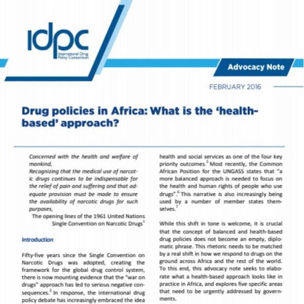 Politiques des drogues en Afrique : Qu’est-ce qu’une approche « basée sur la santé »?