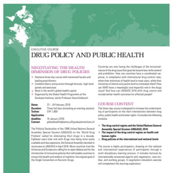 Políticas de drogas y salud pública – Curso sobre diplomacia de salud global