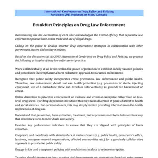 Principes de Francfort sur le maintien de l'ordre en matière de drogues