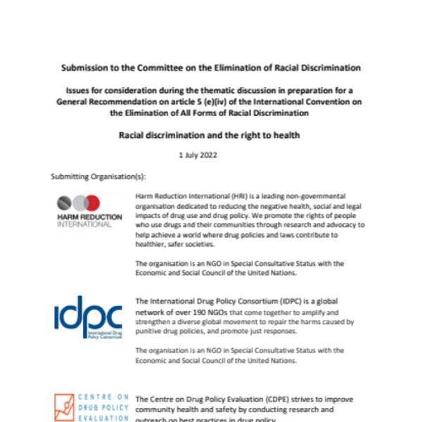 La discrimination raciale et le droit à la santé - Contribution au Comité pour l'élimination de la discrimination raciale