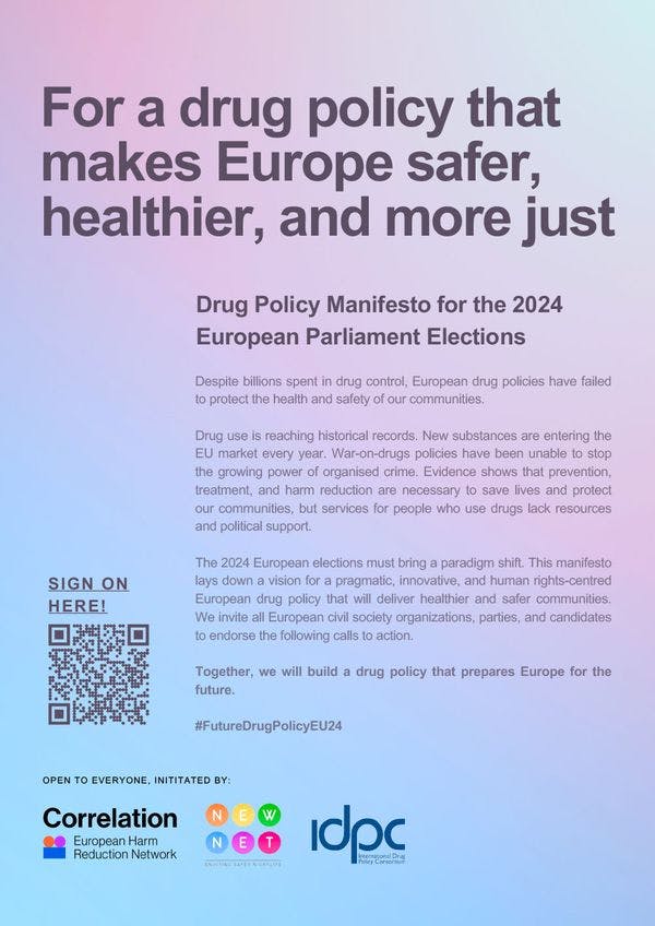 Por una política de drogas que haga a Europa más segura, más sana y más justa - Manifiesto para las elecciones al Parlamento Europeo de 2024